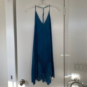 Hand-dyed indigo Free People crochet edge slip